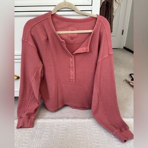 AERIE WAFFLE HENLEY SHIRT